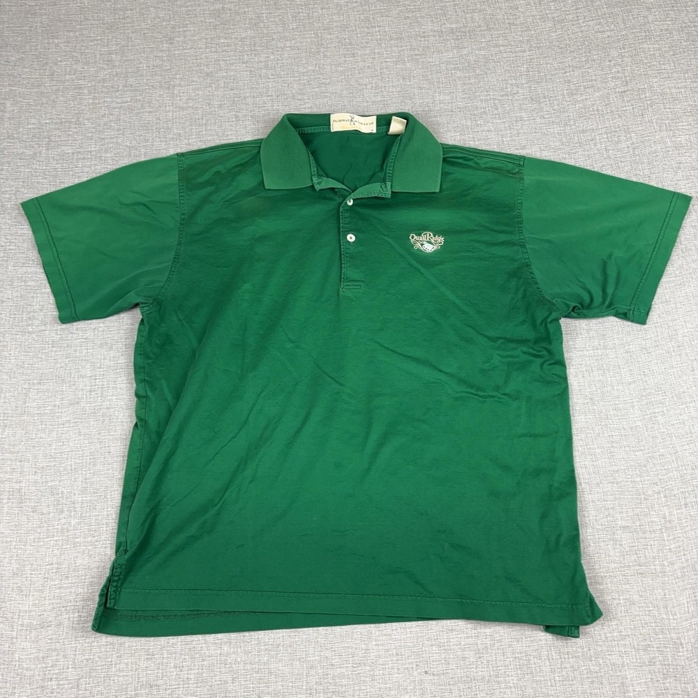 Fairway & Greene Polo Shirt Mens Medium Green Golf Logo Short Sleeve Quail Ridge